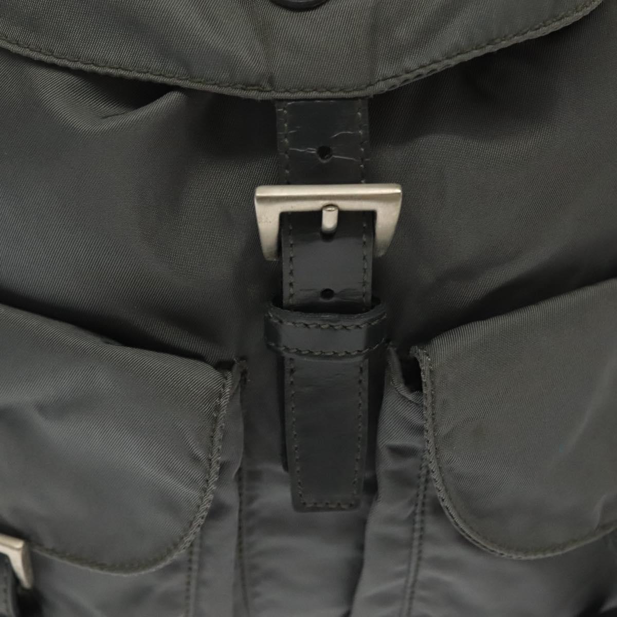 PRADA Backpack Nylon Gray Silver Auth BA5099