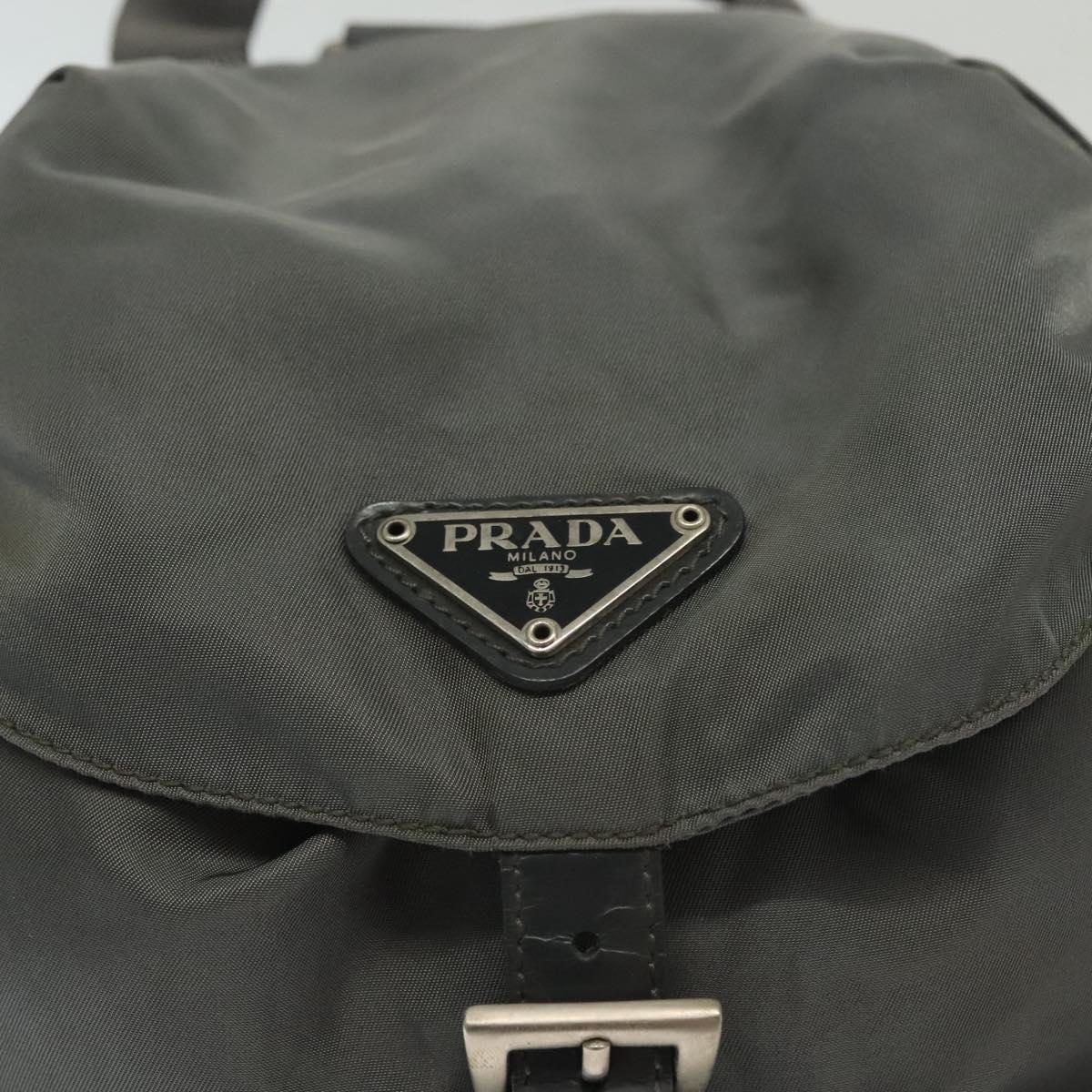 PRADA Backpack Nylon Gray Silver Auth BA5099