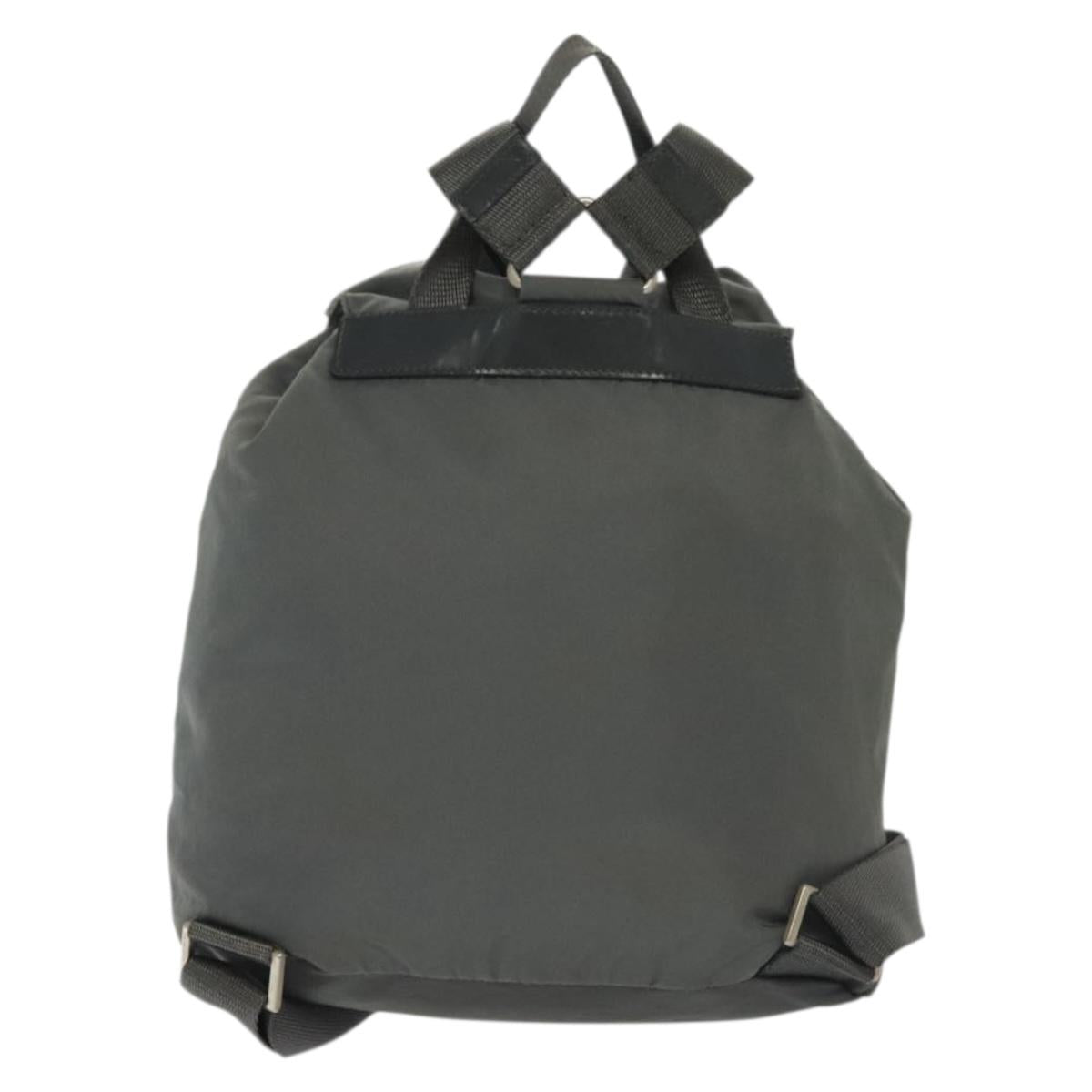 PRADA Backpack Nylon Gray Silver Auth BA5099
