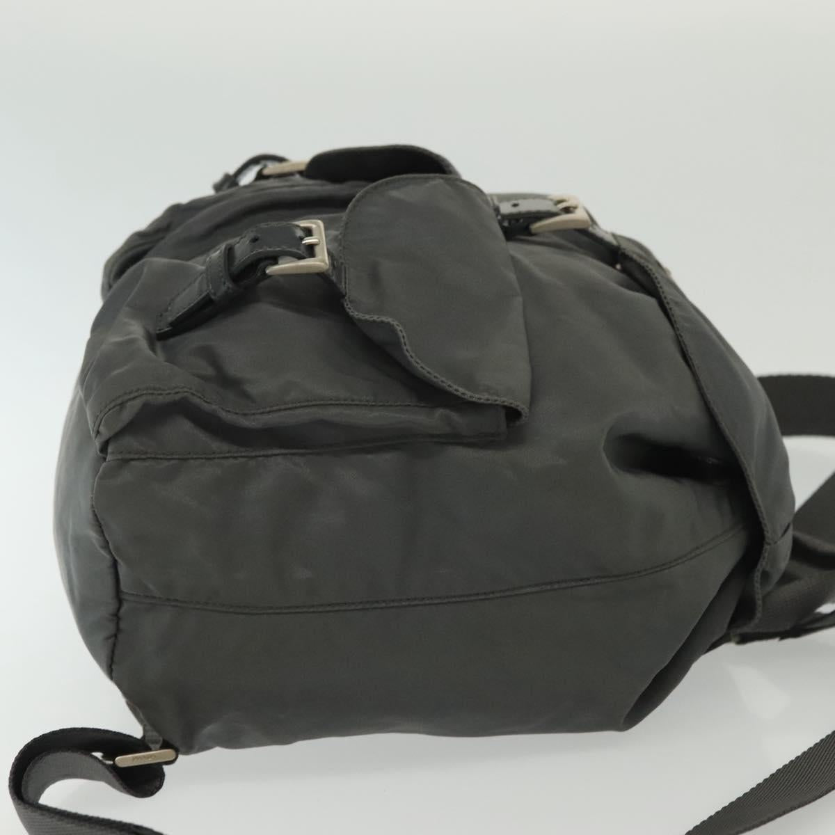 PRADA Backpack Nylon Gray Silver Auth BA5099