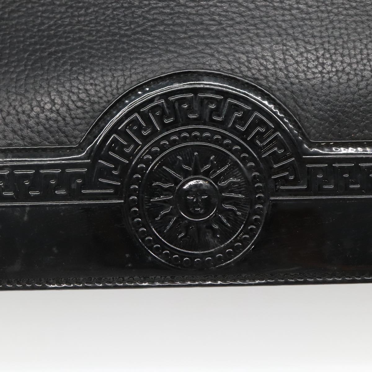 Gianni Versace Tote Bag Leather Black Gold Auth BA5104
