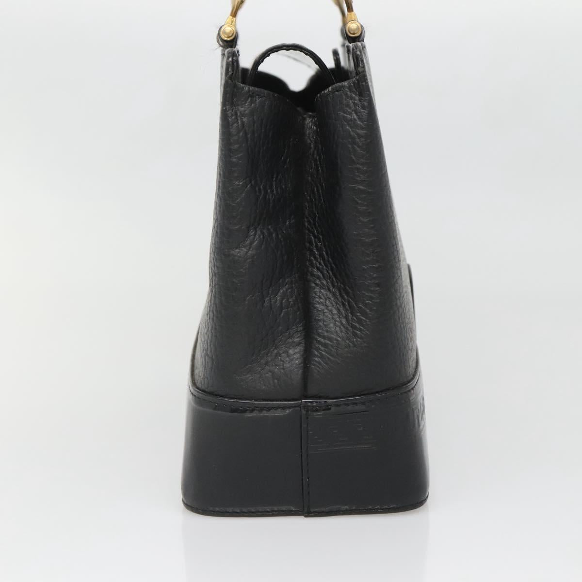 Gianni Versace Tote Bag Leather Black Gold Auth BA5104