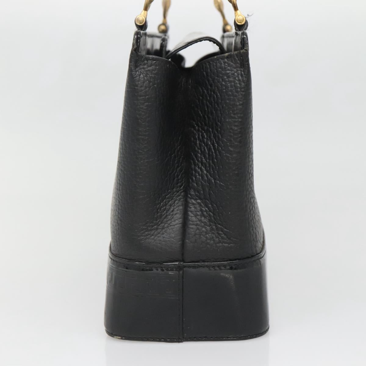 Gianni Versace Tote Bag Leather Black Gold Auth BA5104