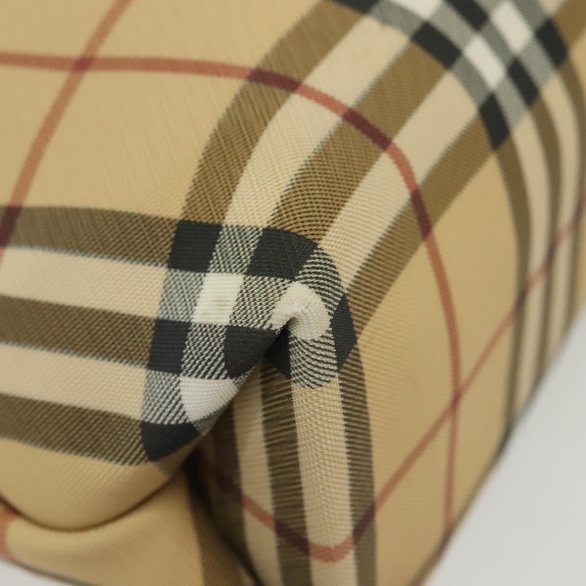 BURBERRY Nova Check Hand Bag PVC Beige Auth BA5106