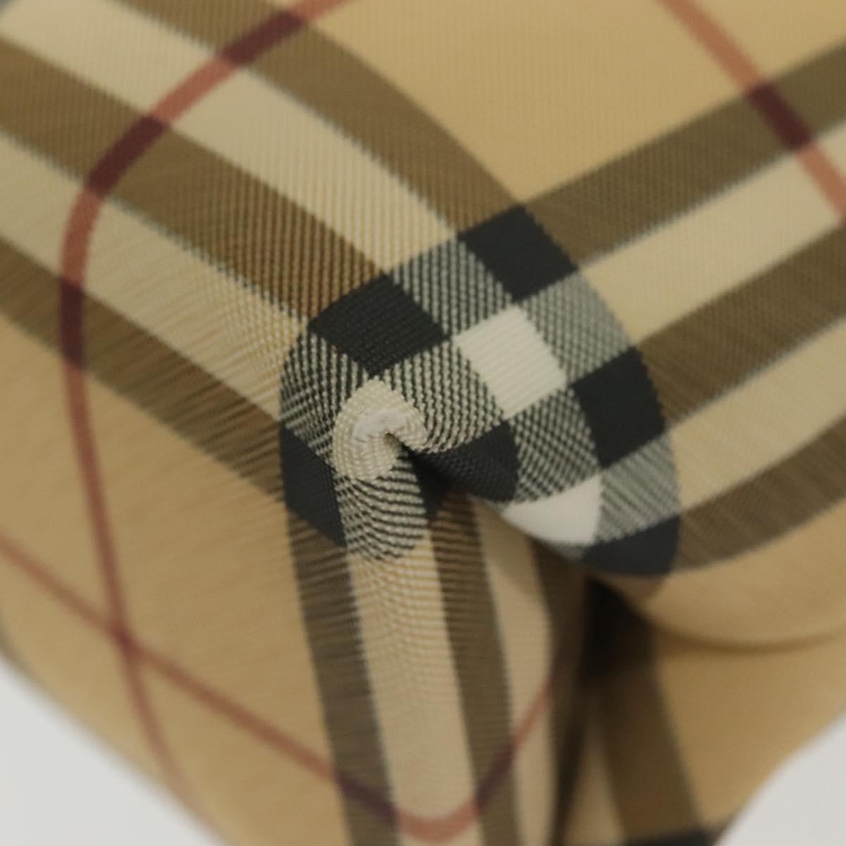 BURBERRY Nova Check Hand Bag PVC Beige Auth BA5106
