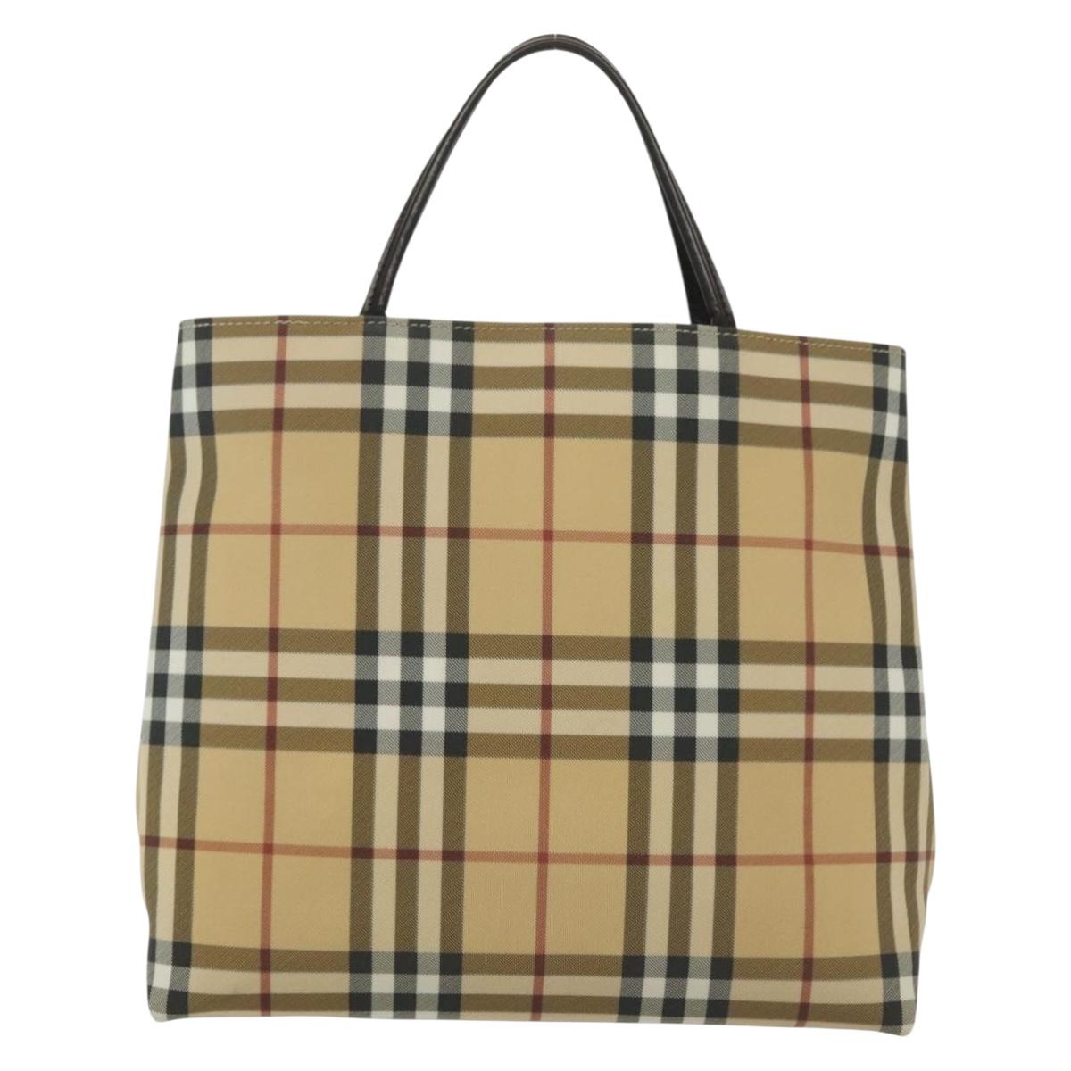 BURBERRY Nova Check Hand Bag PVC Beige Auth BA5106