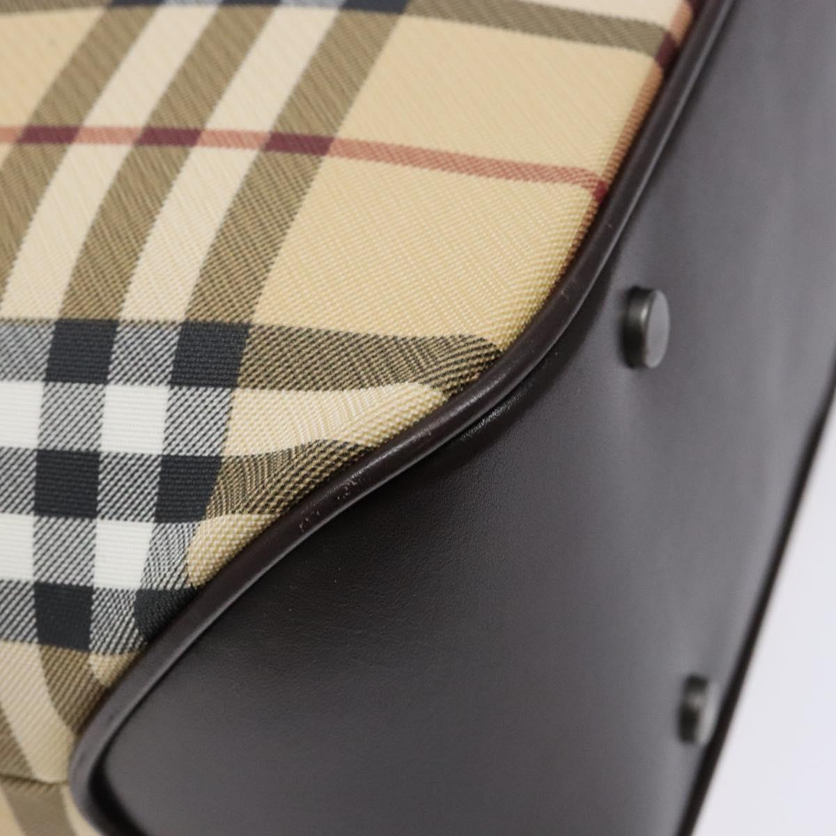 BURBERRY Nova Check Hand Bag PVC Beige Auth BA5107