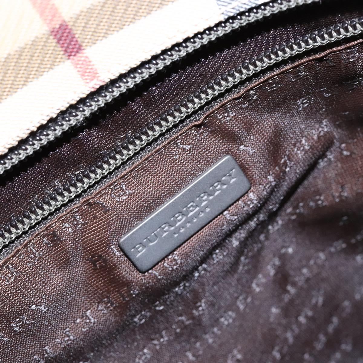 BURBERRY Nova Check Hand Bag PVC Beige Auth BA5107