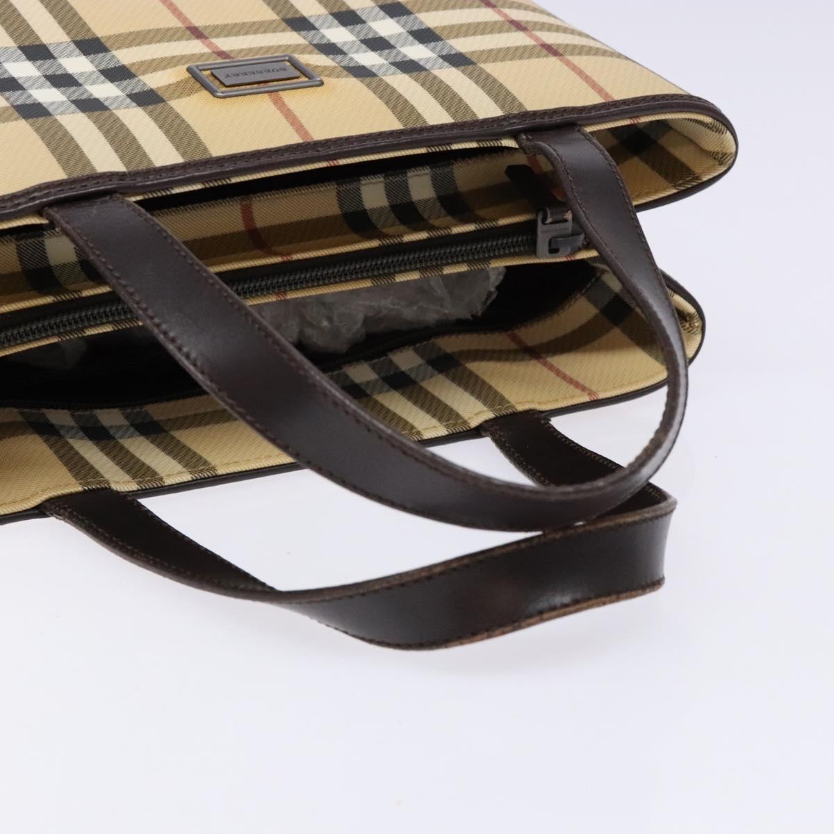 BURBERRY Nova Check Hand Bag PVC Beige Auth BA5107