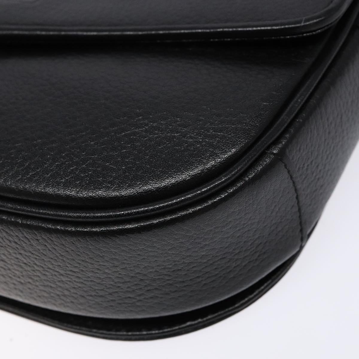 Burberrys Shoulder Bag Leather Gold Black Auth BA5110