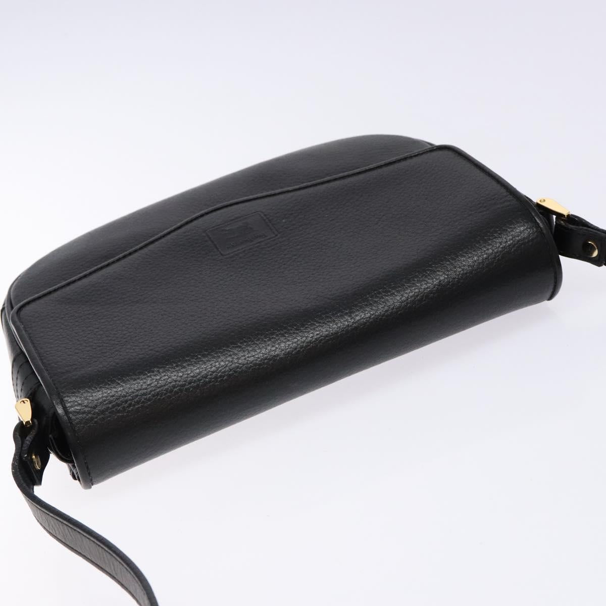 Burberrys Shoulder Bag Leather Gold Black Auth BA5110