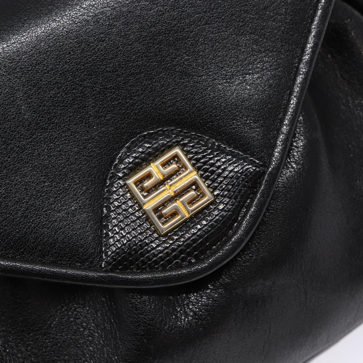 GIVENCHY Shoulder Bag Leather Gold Black Auth BA5111
