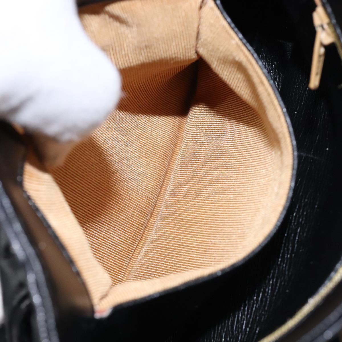 GIVENCHY Shoulder Bag Leather Gold Black Auth BA5111