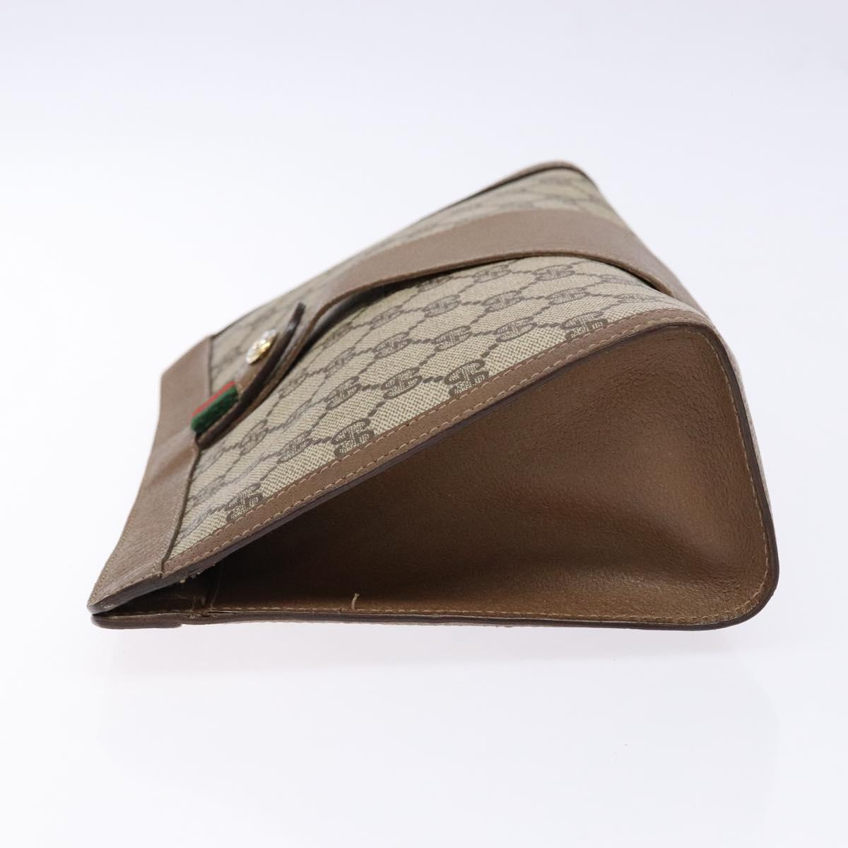 GUCCI GG Supreme Web Sherry Line Clutch Bag PVC Beige Gold 89 01 033 Auth BA5113