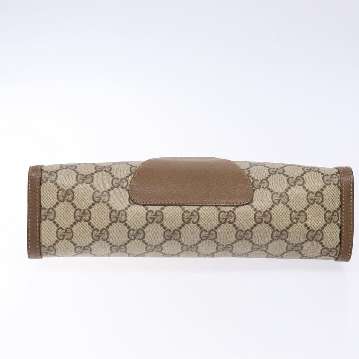 GUCCI GG Supreme Web Sherry Line Clutch Bag PVC Beige Gold 89 01 033 Auth BA5113