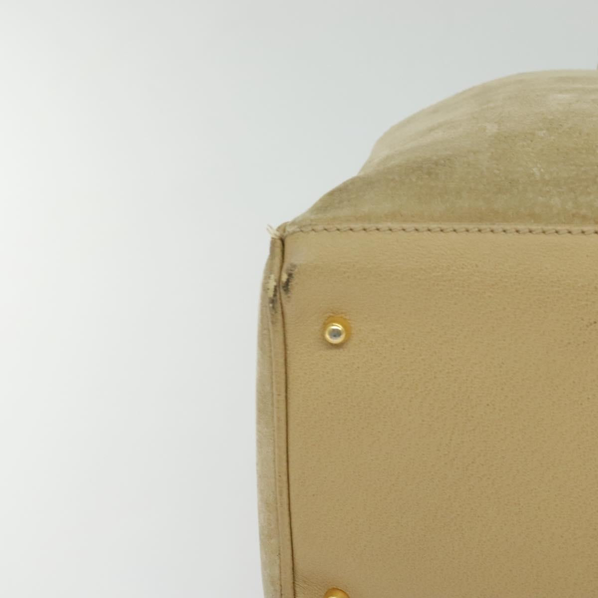 GUCCI Bamboo Hand Bag Suede Leather 2way Beige Gold 002 123 0322 Auth BA512