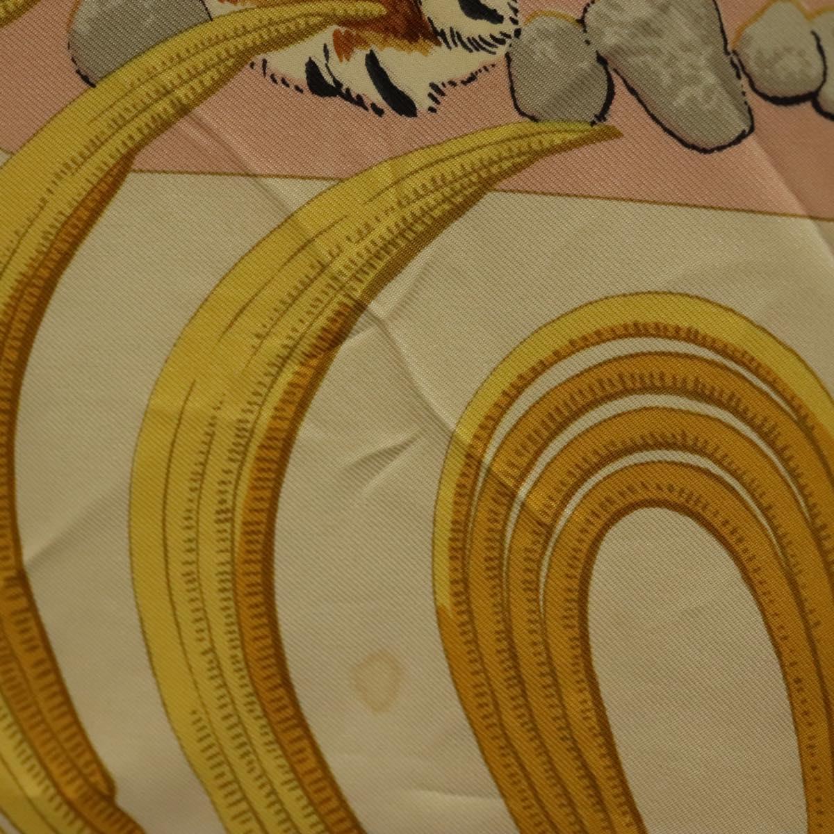 HERMES Carre 90 Scarf ""TIGER ROYAL"" Silk Pink Auth BA5128