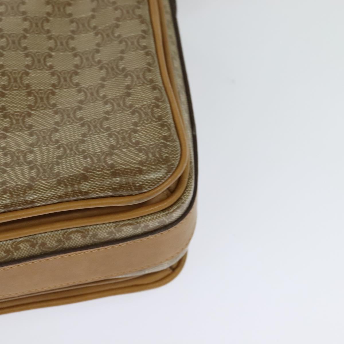 CELINE Macadam Canvas Shoulder Bag PVC Brown Gold Auth BA513