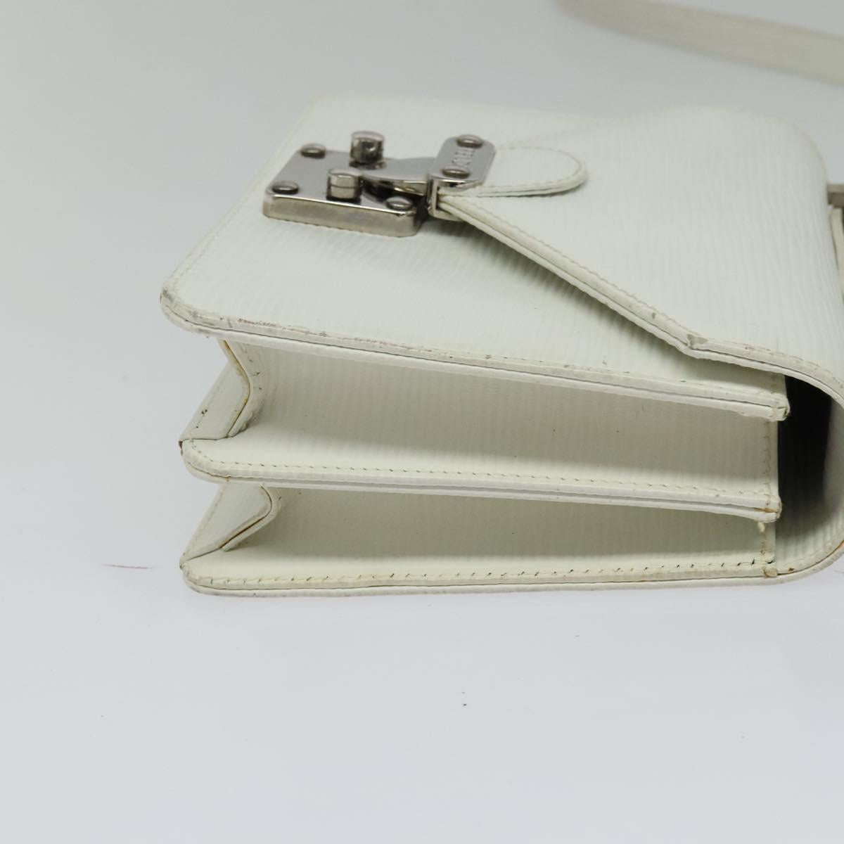 FENDI Shoulder Bag Leather White Silver Auth BA5134