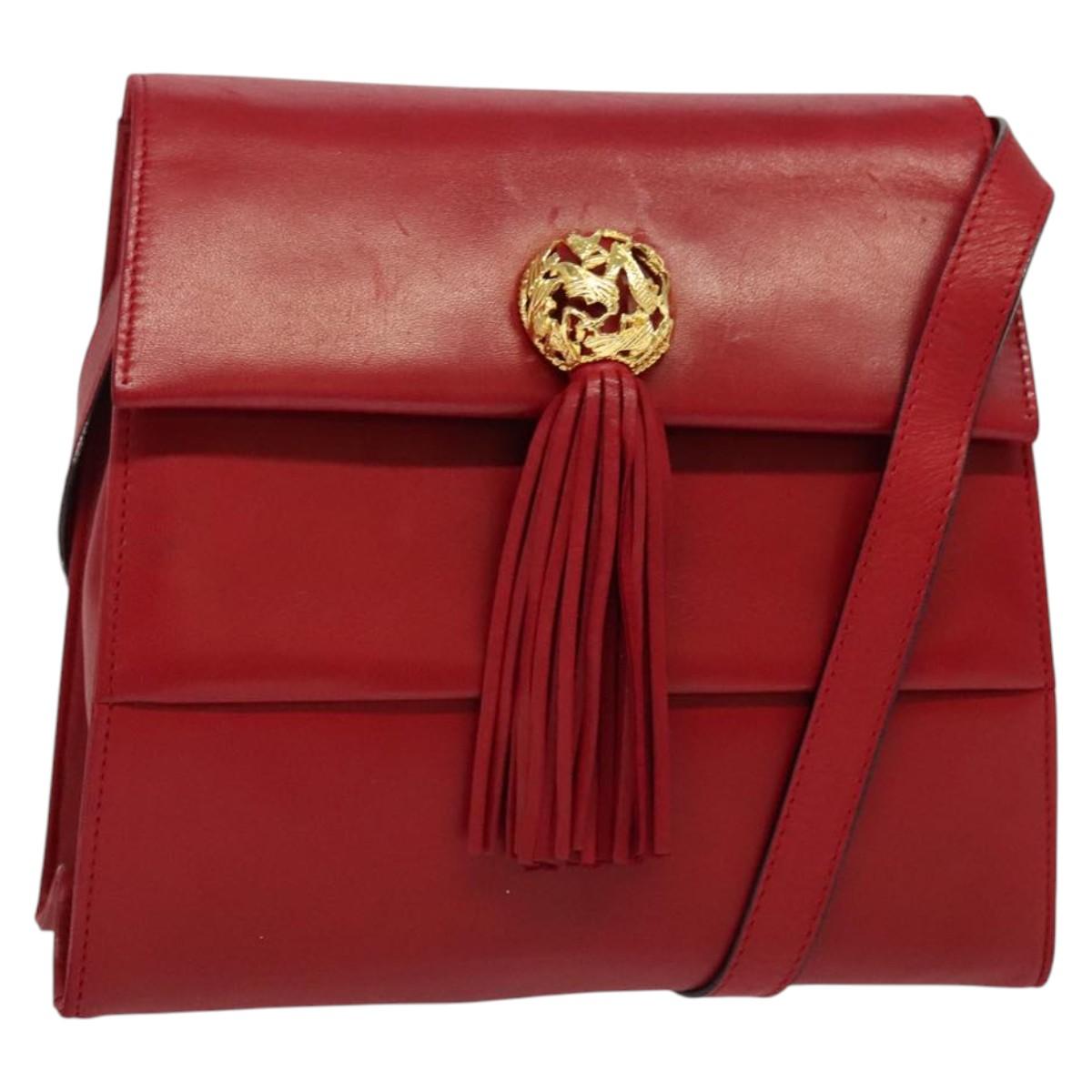 Salvatore Ferragamo Shoulder Bag Leather Red Gold Auth BA5135