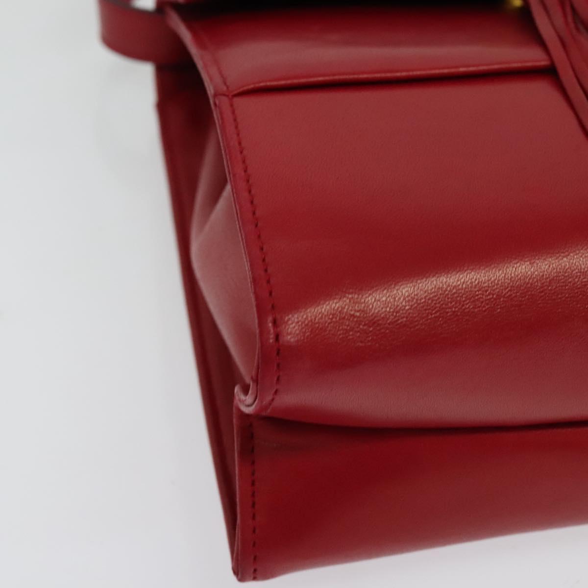 Salvatore Ferragamo Shoulder Bag Leather Red Gold Auth BA5135