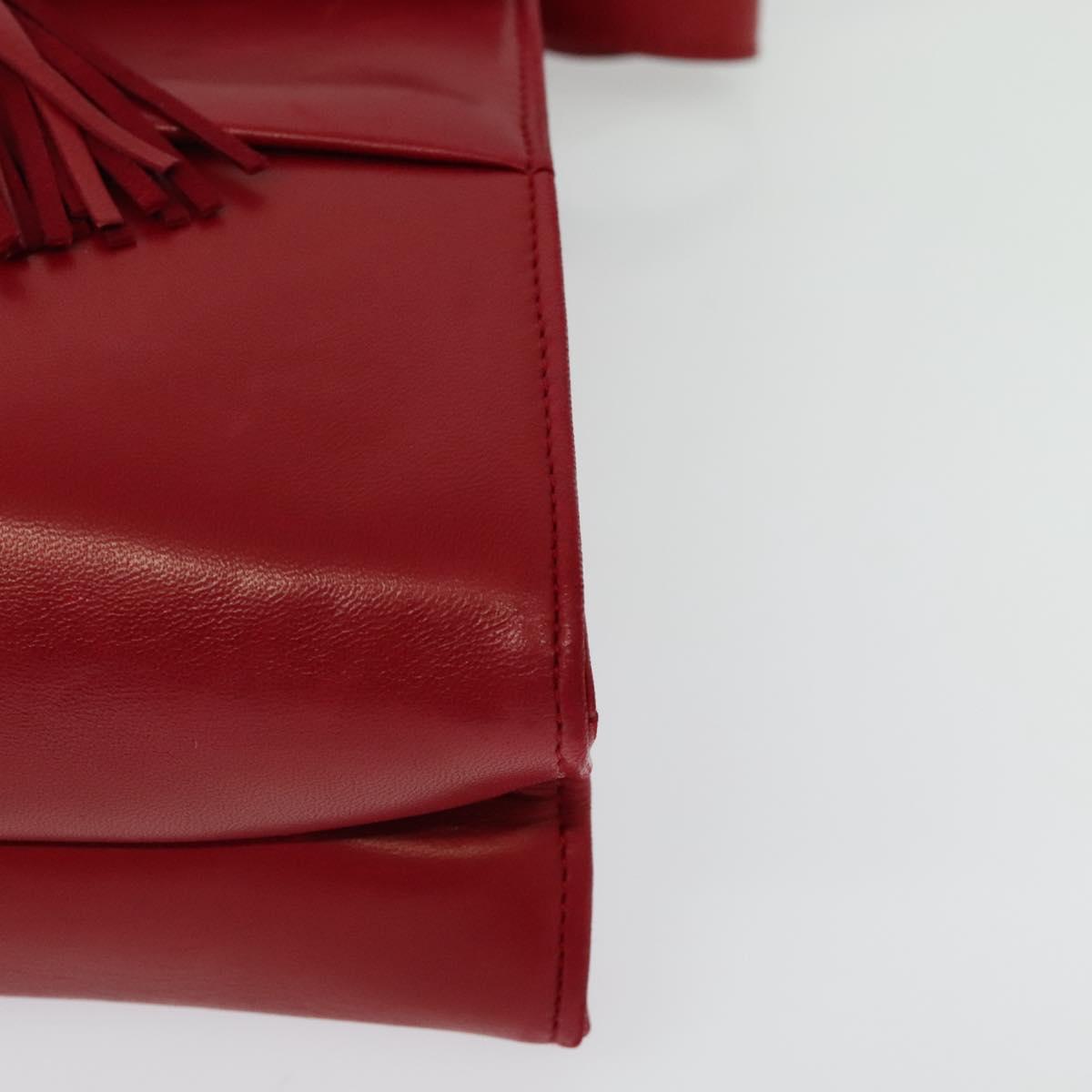 Salvatore Ferragamo Shoulder Bag Leather Red Gold Auth BA5135