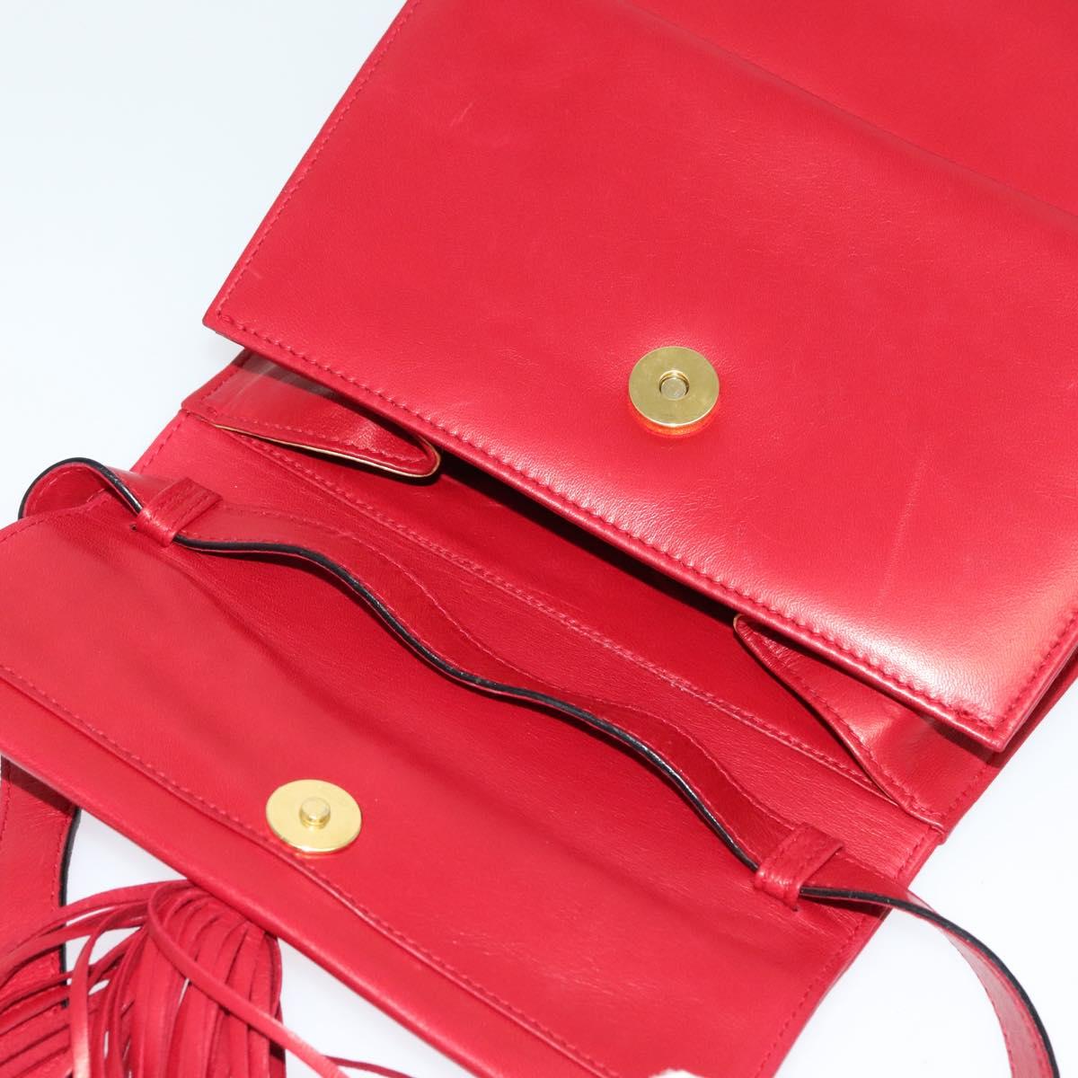 Salvatore Ferragamo Shoulder Bag Leather Red Gold Auth BA5135