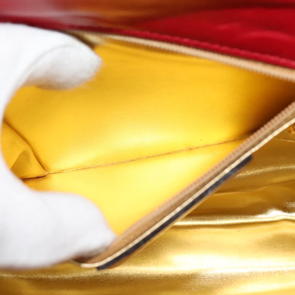 Salvatore Ferragamo Shoulder Bag Leather Red Gold Auth BA5135