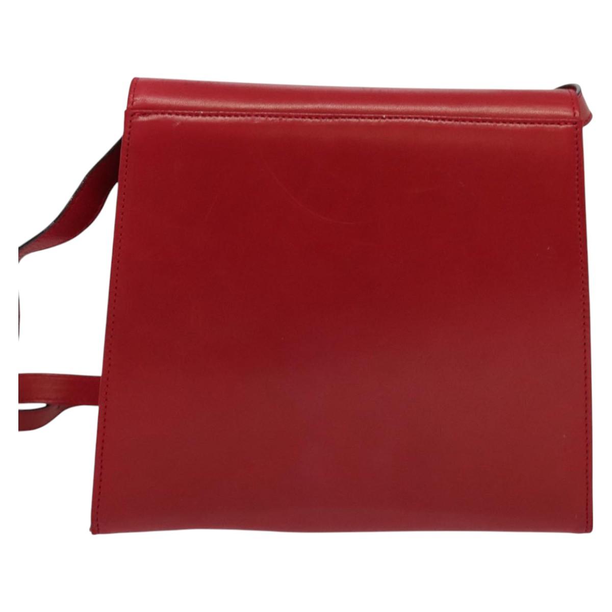 Salvatore Ferragamo Shoulder Bag Leather Red Gold Auth BA5135