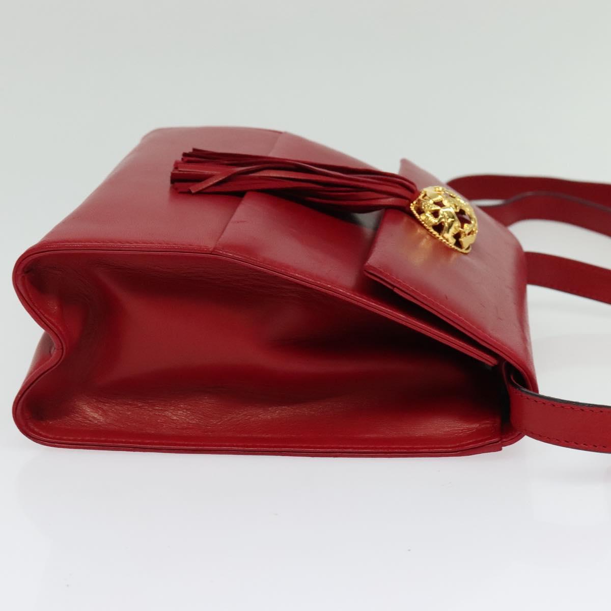 Salvatore Ferragamo Shoulder Bag Leather Red Gold Auth BA5135