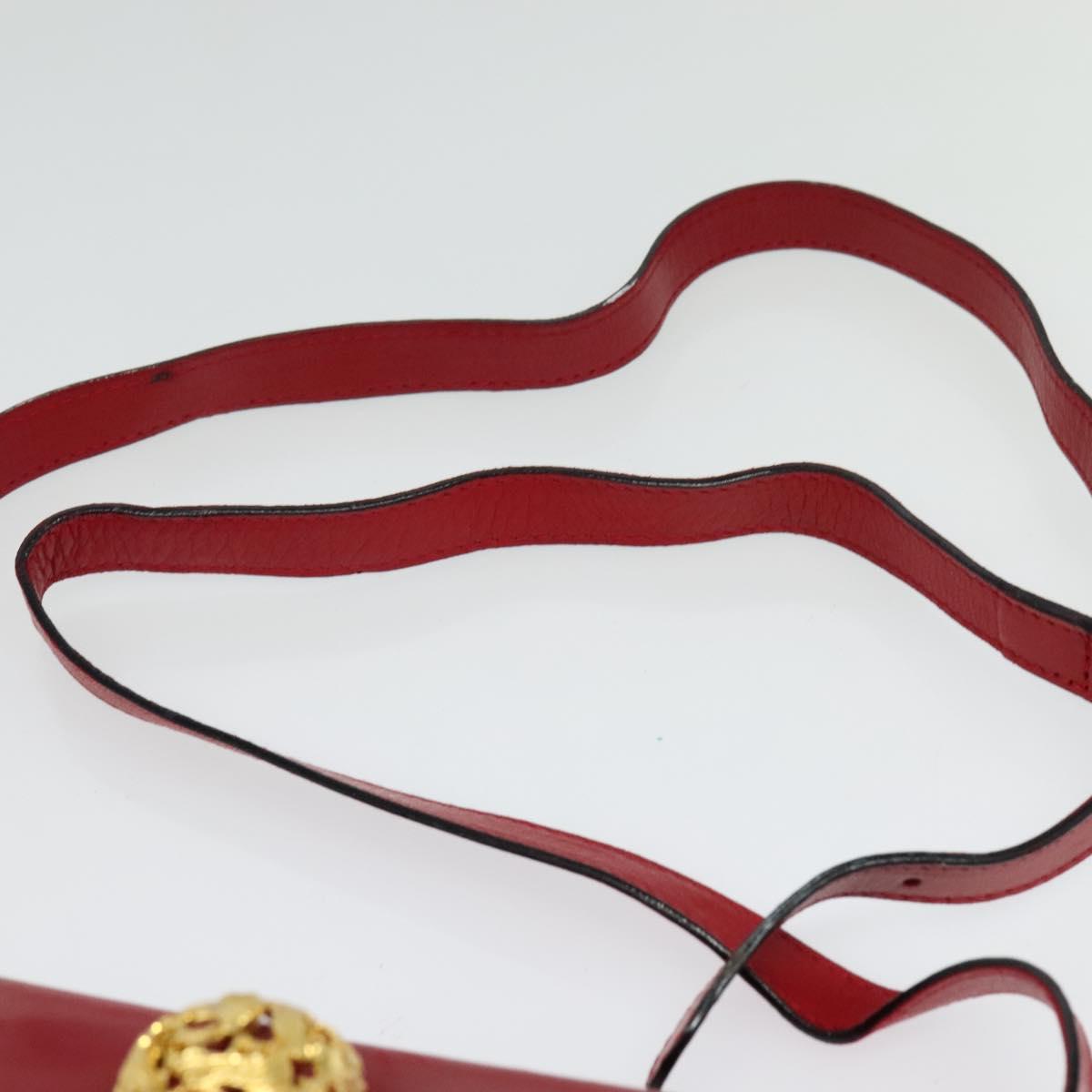Salvatore Ferragamo Shoulder Bag Leather Red Gold Auth BA5135