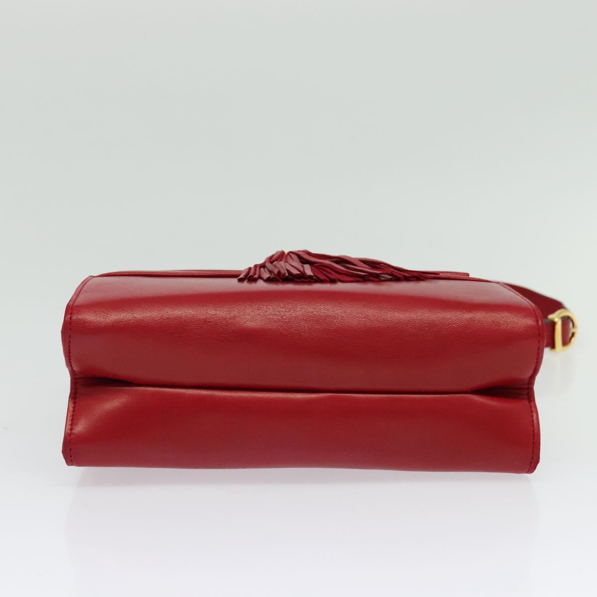 Salvatore Ferragamo Shoulder Bag Leather Red Gold Auth BA5135