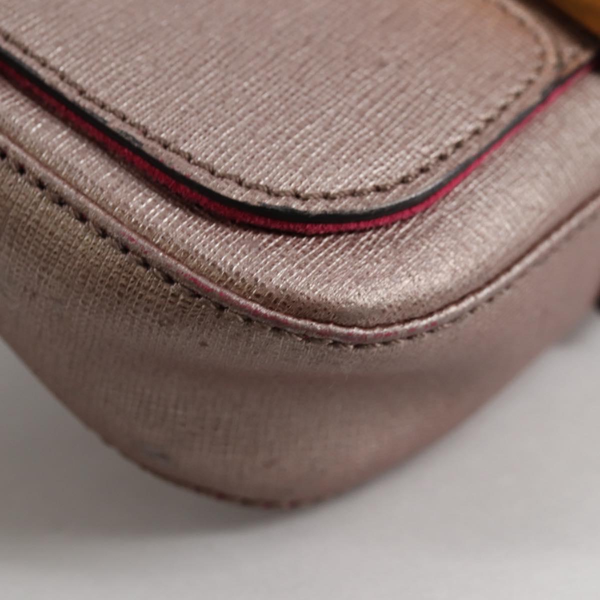 FENDI Chameleon Shoulder Bag Leather Pink Gold Auth BA5136