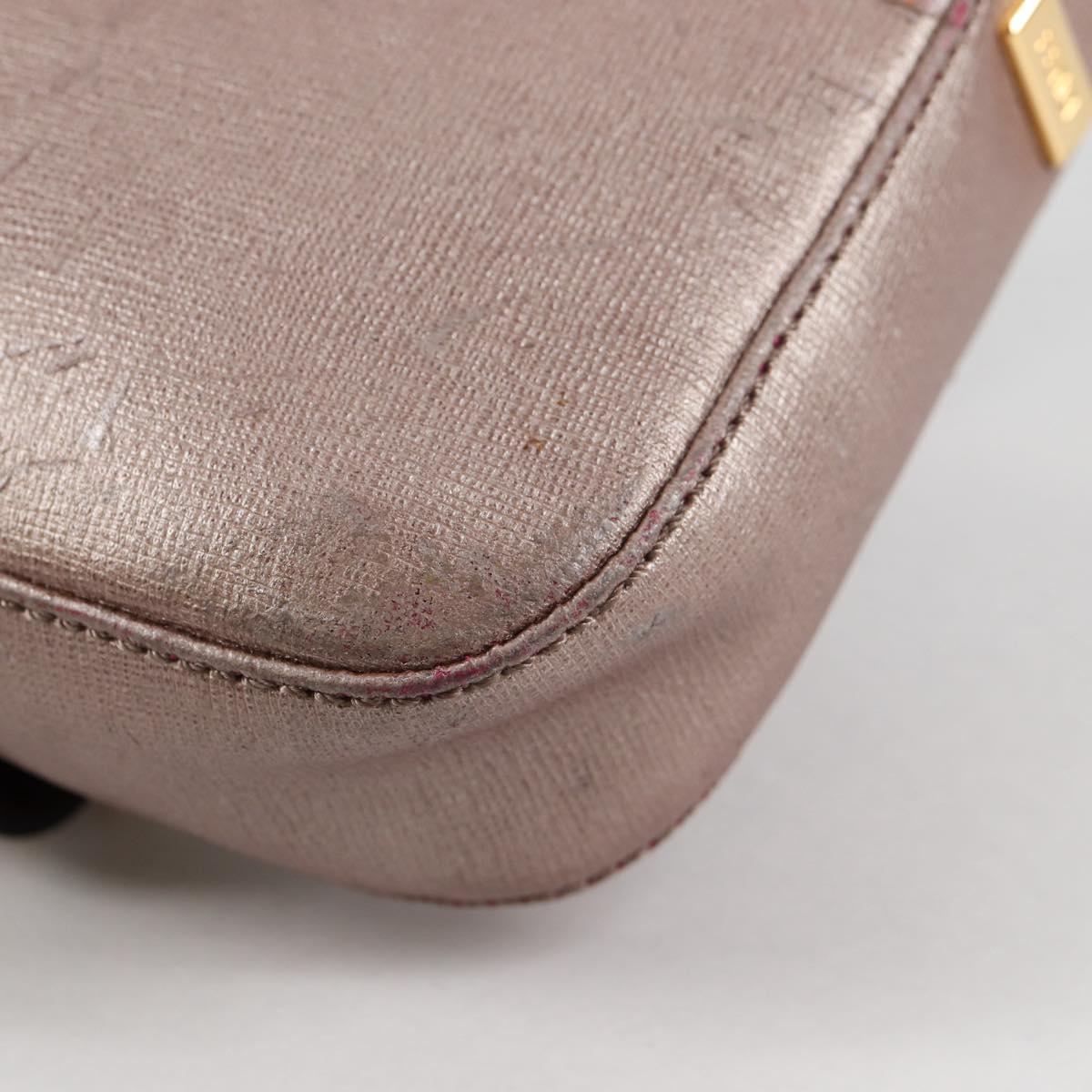 FENDI Chameleon Shoulder Bag Leather Pink Gold Auth BA5136