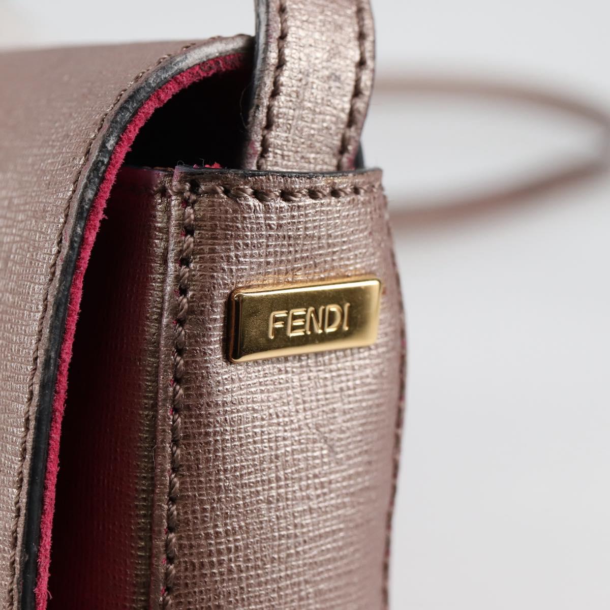 FENDI Chameleon Shoulder Bag Leather Pink Gold Auth BA5136