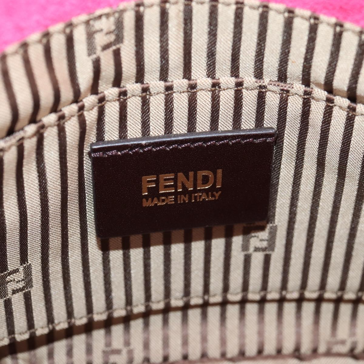 FENDI Chameleon Shoulder Bag Leather Pink Gold Auth BA5136