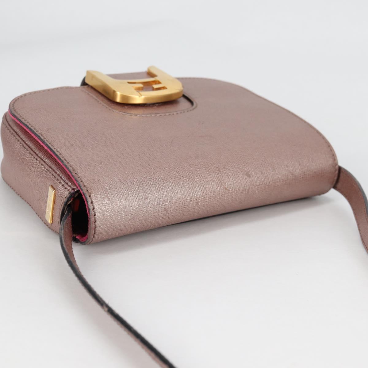 FENDI Chameleon Shoulder Bag Leather Pink Gold Auth BA5136