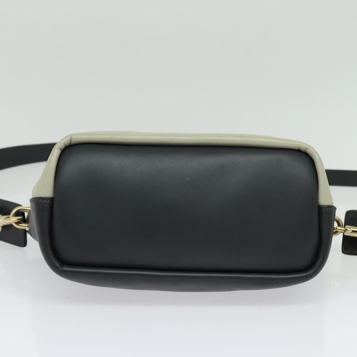 Chloe Bailey Hand Bag Leather 2way Navy Beige gold Auth BA5146