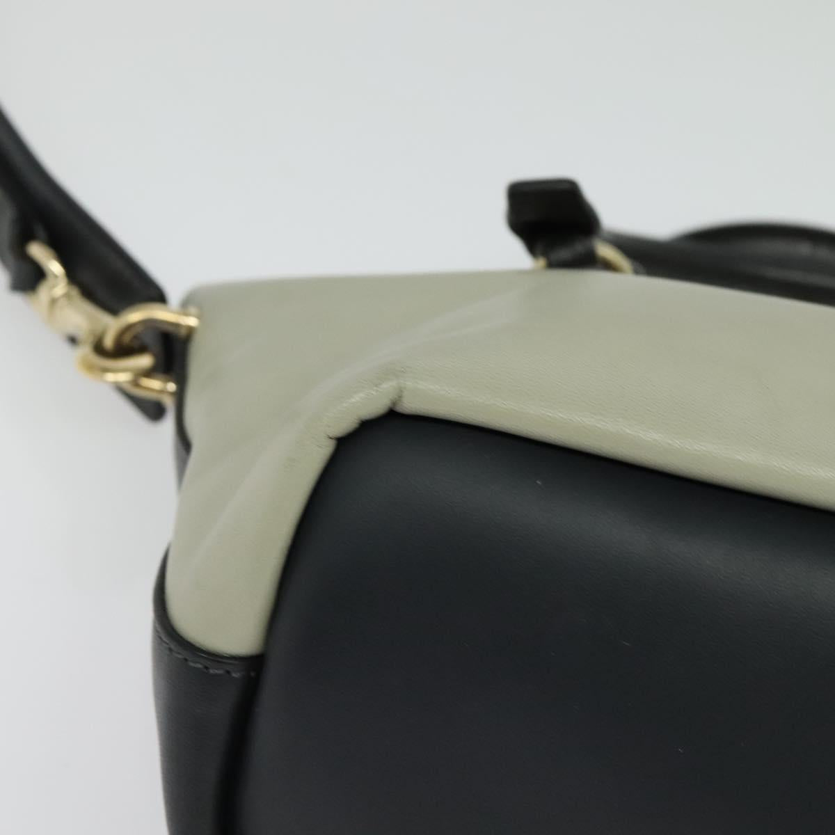 Chloe Bailey Hand Bag Leather 2way Navy Beige gold Auth BA5146