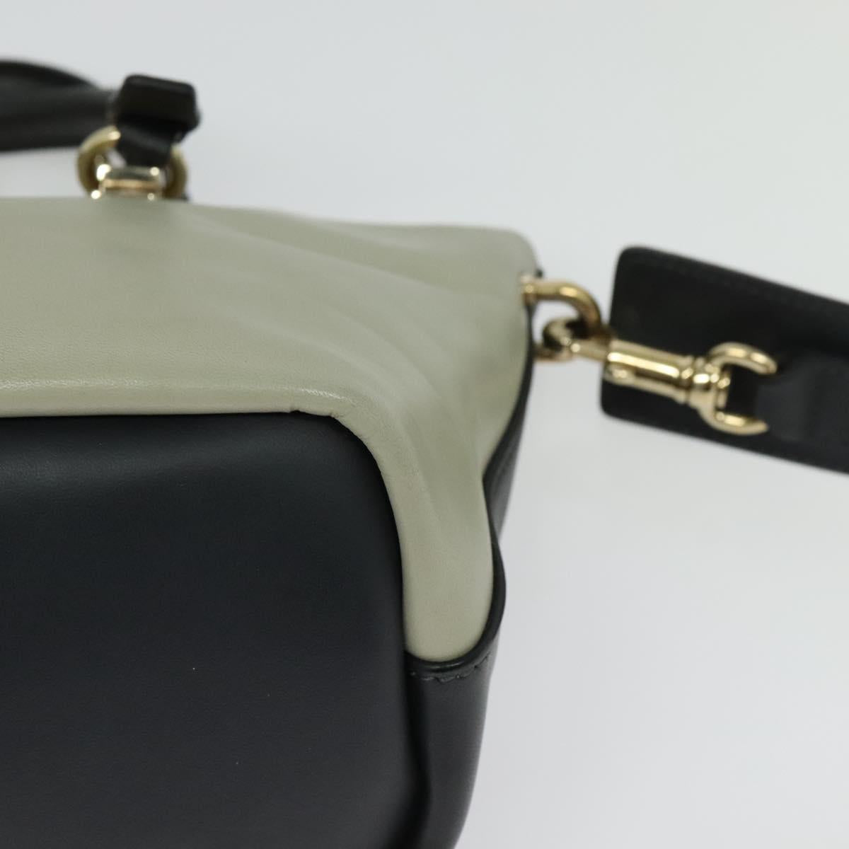 Chloe Bailey Hand Bag Leather 2way Navy Beige gold Auth BA5146