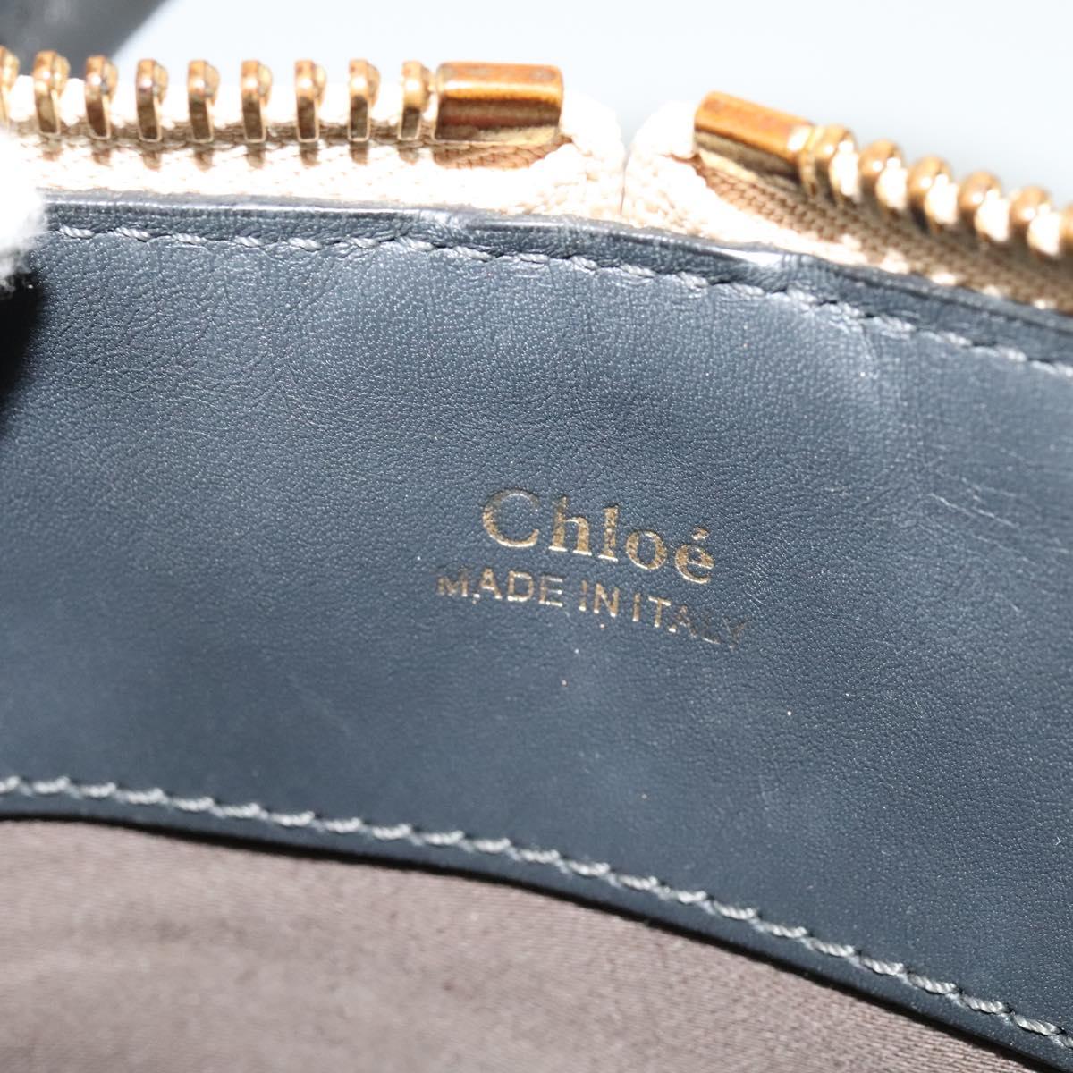 Chloe Bailey Hand Bag Leather 2way Navy Beige gold Auth BA5146