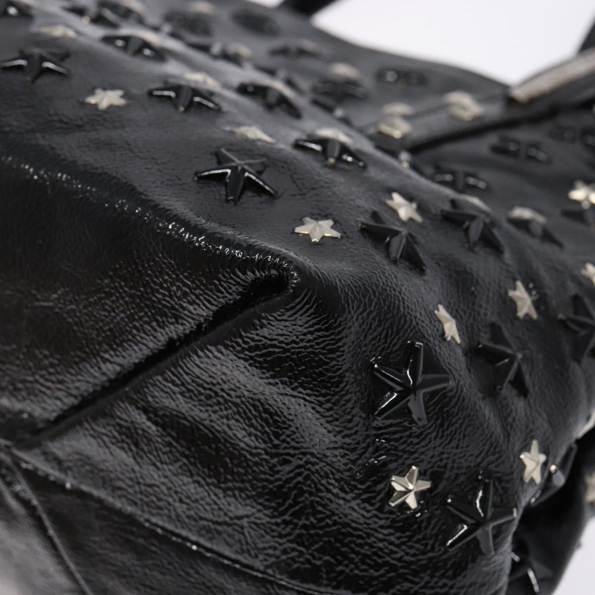 Jimmy Choo Studs Tote Bag Patent leather Black Silver Auth BA5147