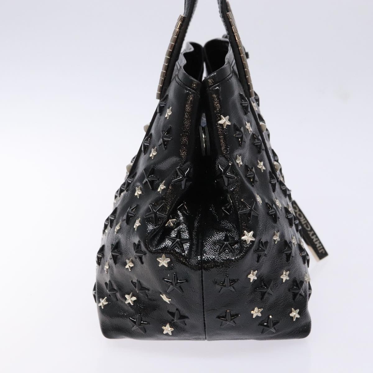 Jimmy Choo Studs Tote Bag Patent leather Black Silver Auth BA5147