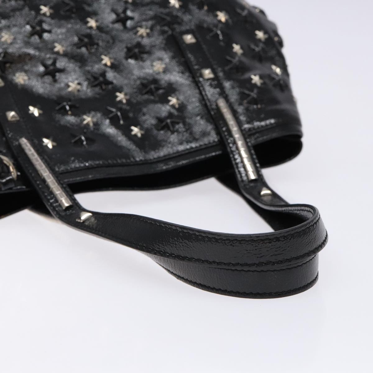 Jimmy Choo Studs Tote Bag Patent leather Black Silver Auth BA5147