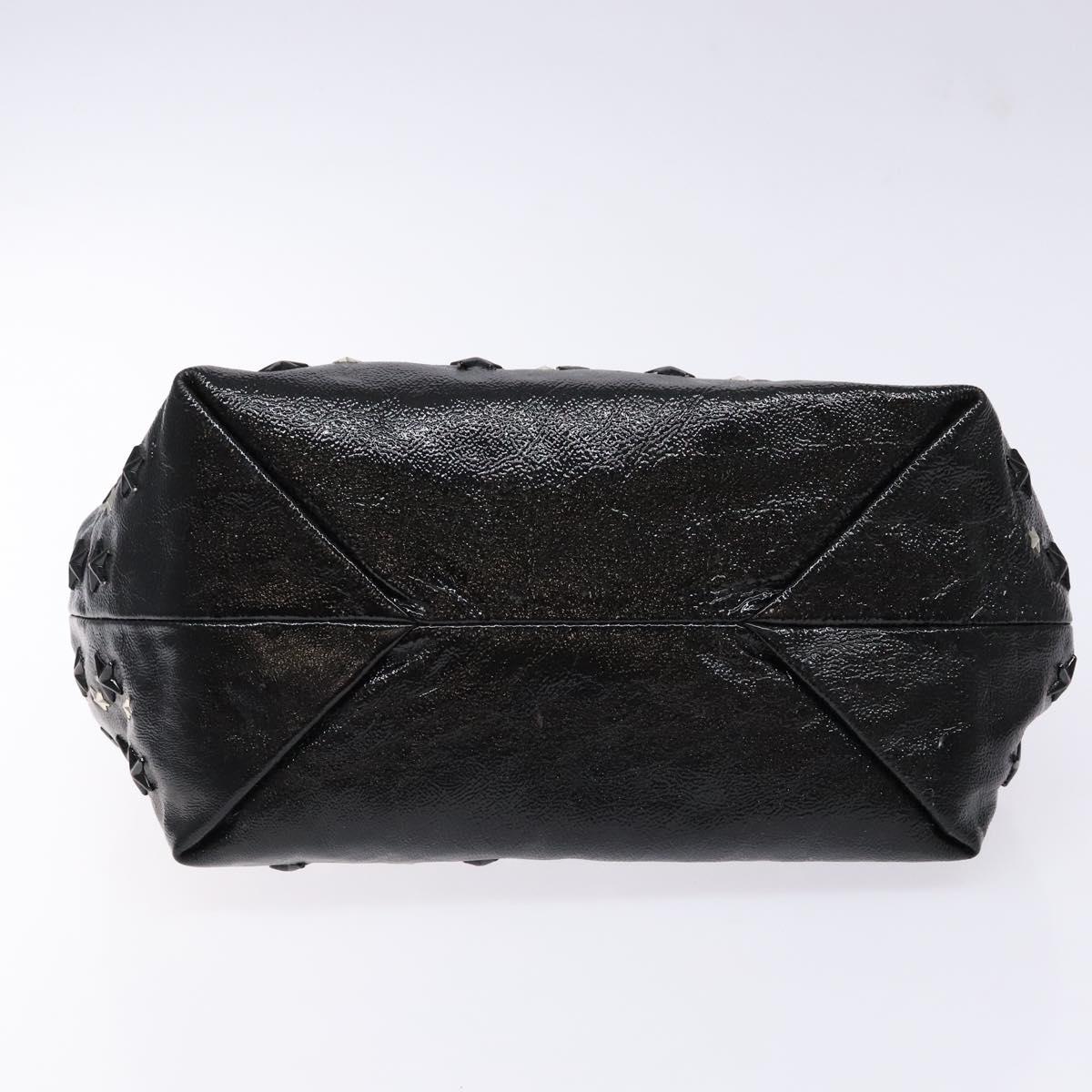 Jimmy Choo Studs Tote Bag Patent leather Black Silver Auth BA5147