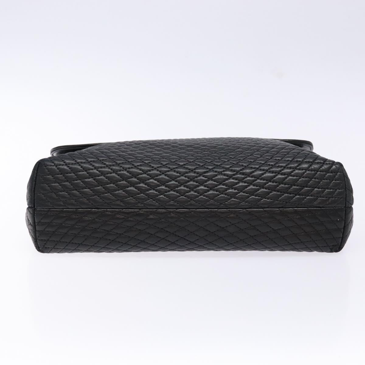 BALLY Quilted Hand Bag Leather Gold Black Auth BA5149