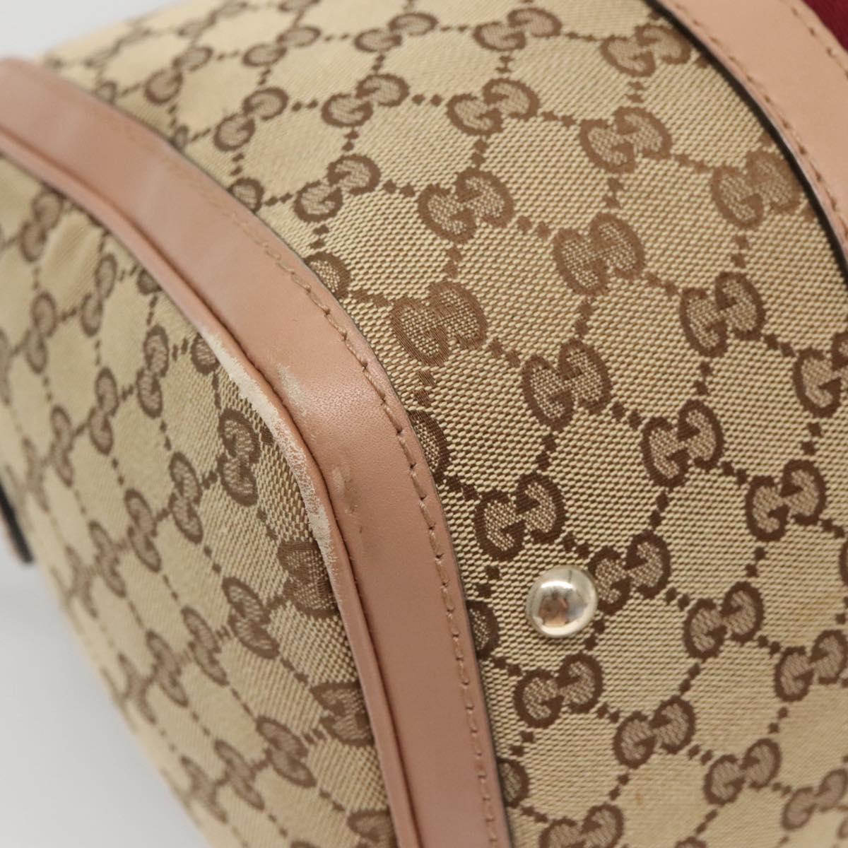 GUCCI GG Canvas Hand Bag 2way Beige Gold 247205 Auth BA5153