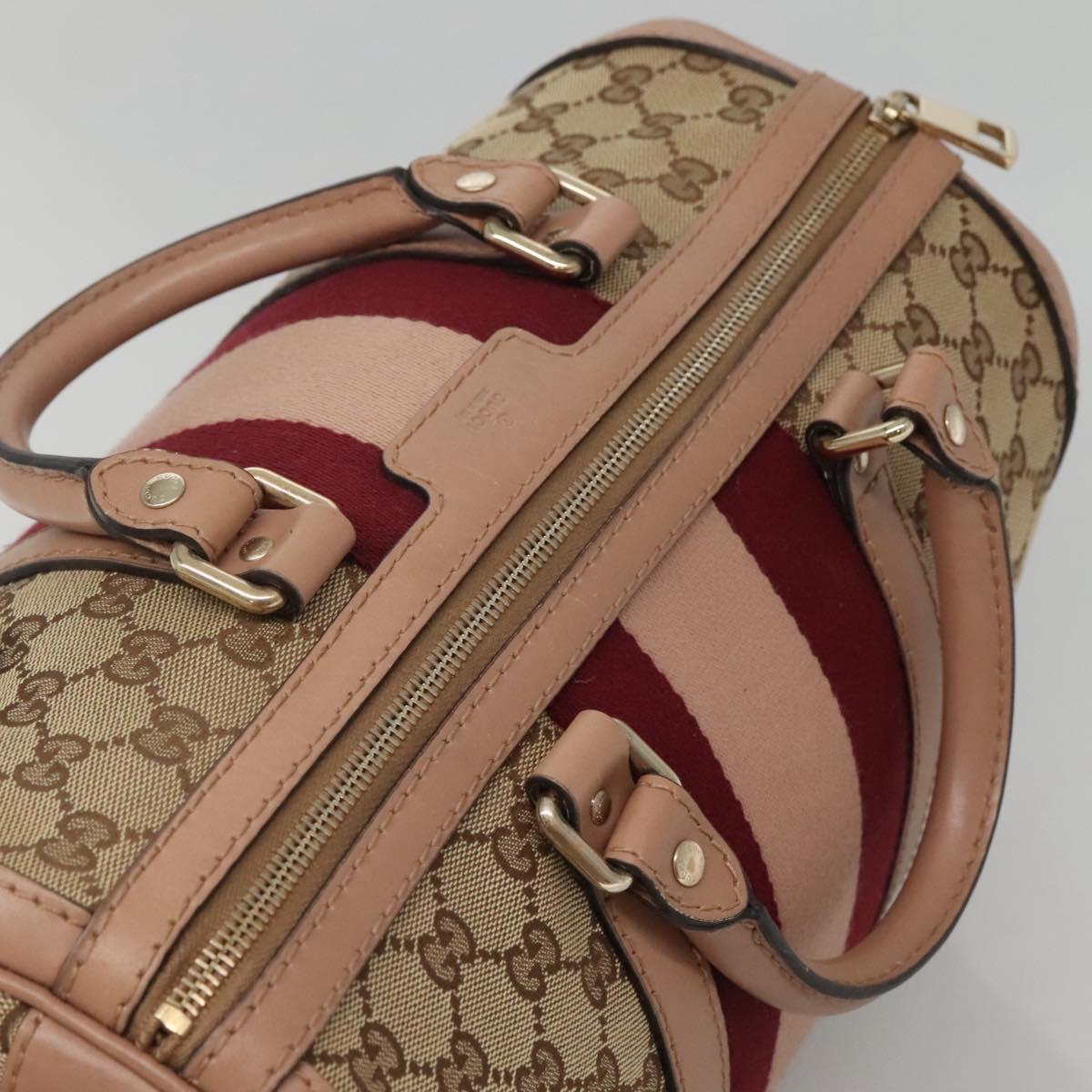 GUCCI GG Canvas Hand Bag 2way Beige Gold 247205 Auth BA5153