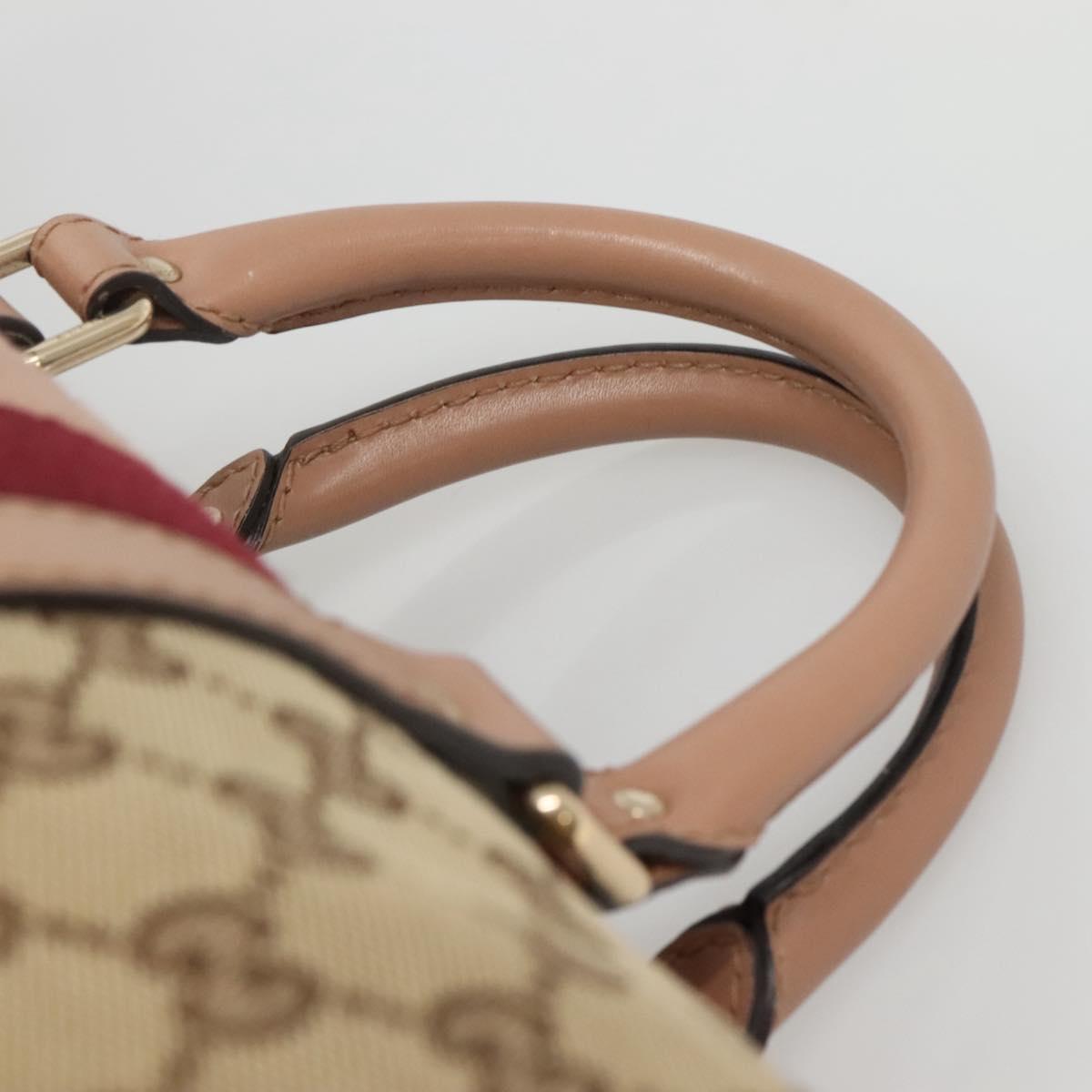 GUCCI GG Canvas Hand Bag 2way Beige Gold 247205 Auth BA5153