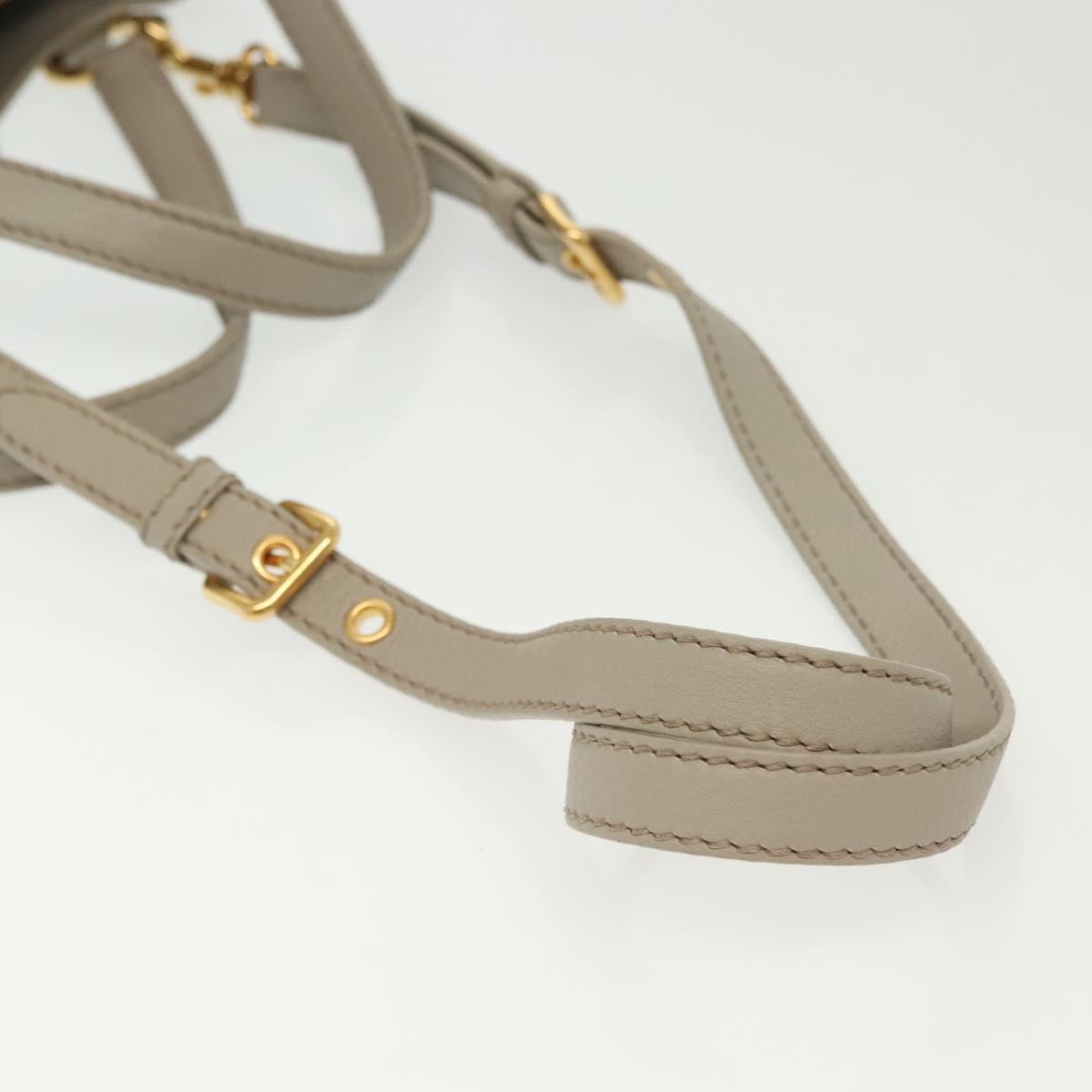 Miu Miu Hand Bag Leather 2way Gray Gold Auth BA5154